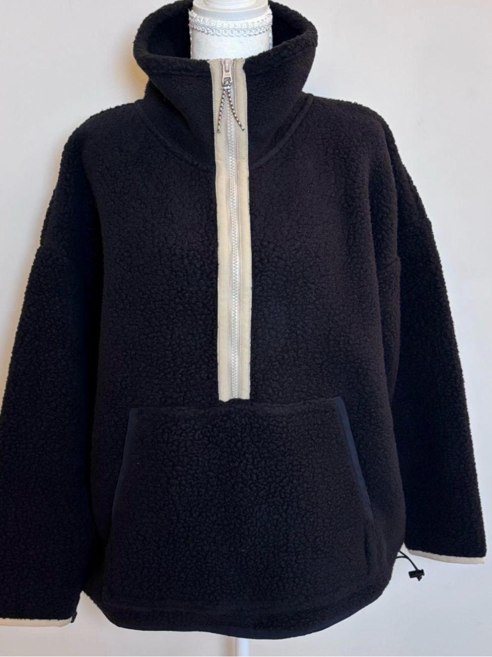J.Crew Polartec Black Teddy Half-Zip Fleece - Picture 3 of 7